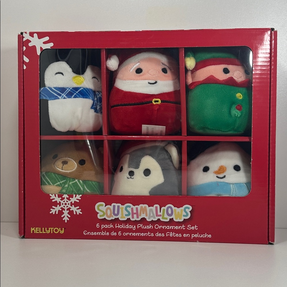 Squishmallow 6 pack holiday plush ornament set